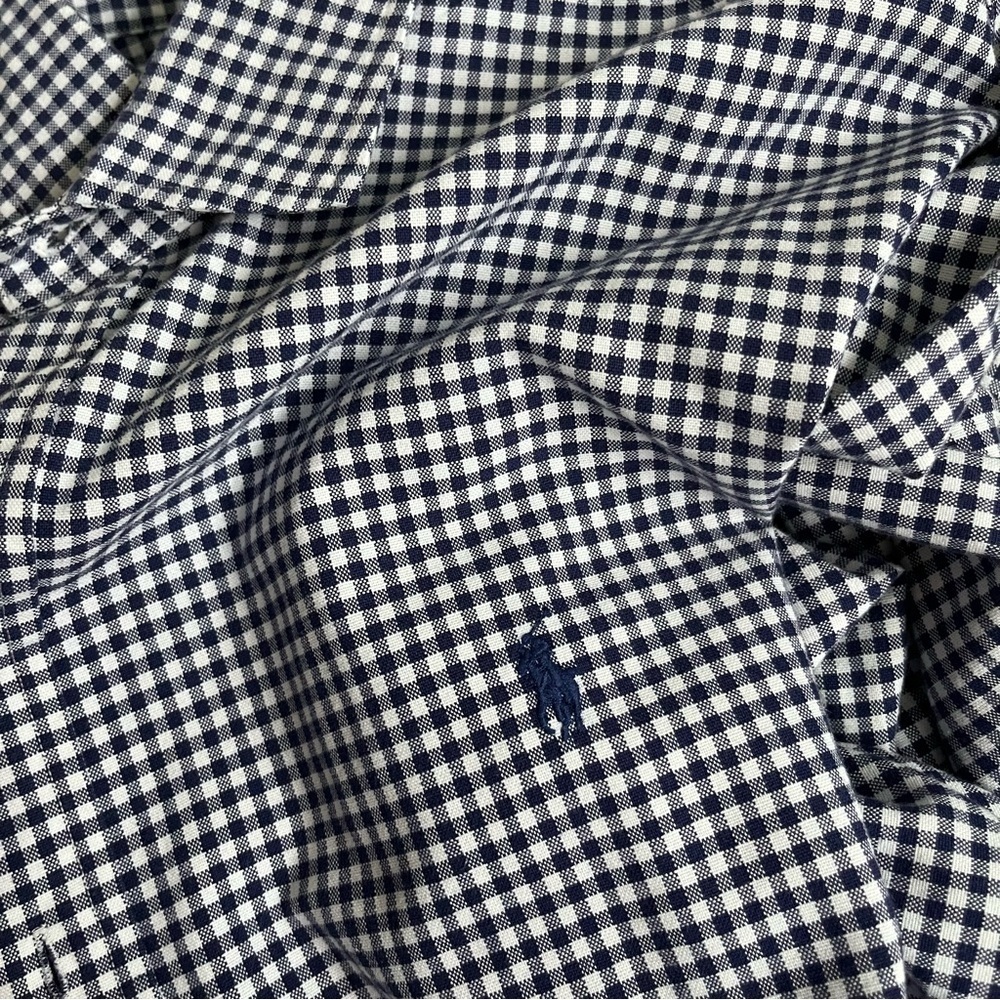 Polo Ralph Lauren Men’s Collared Button Down Gingham Cotton XXL Navy Blue White - Picture 5 of 12